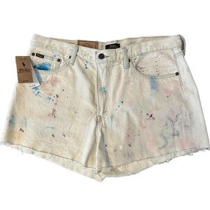 Polo by Ralph Lauren The Crosby Relaxed Short Jean Size 32 Tie Dye Paint Spatter